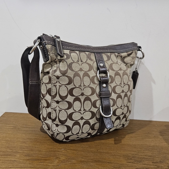 Coach Signature Jacquard Brown/Tan Crossbody/Shoulder Bag - Picture 9 of 12